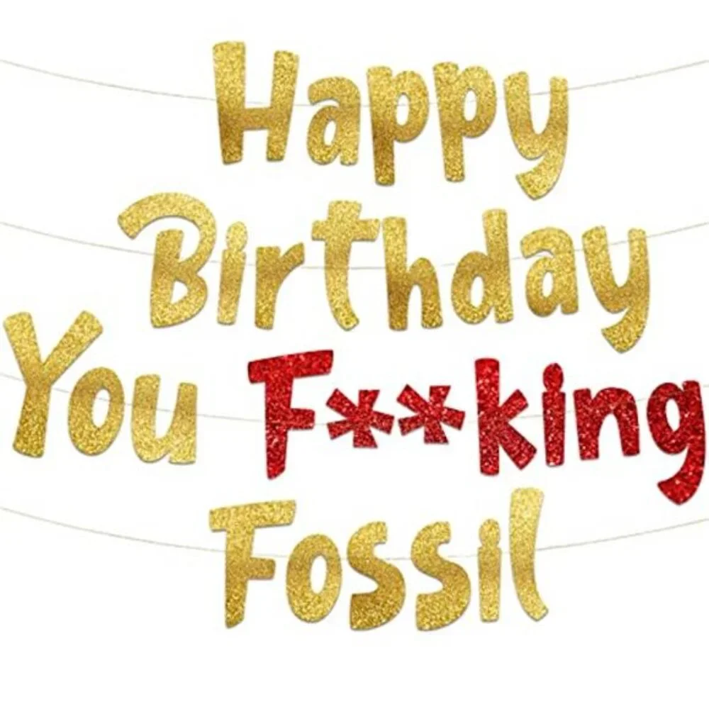 Funny 21st Birthday Banner Gold Glitter Pre Strung Party Decorations for Men Wom
